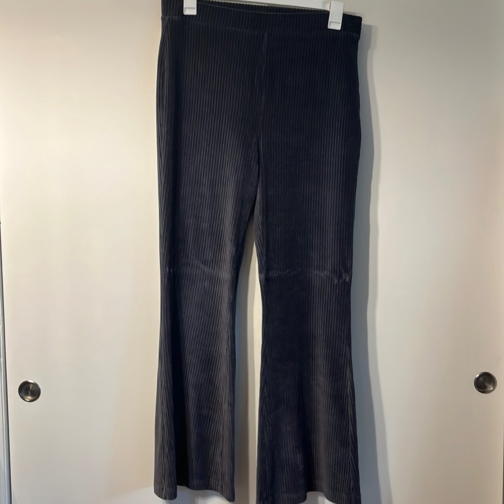 Aerie blue/grey flare leg velvet corduroy elastic waist pants
